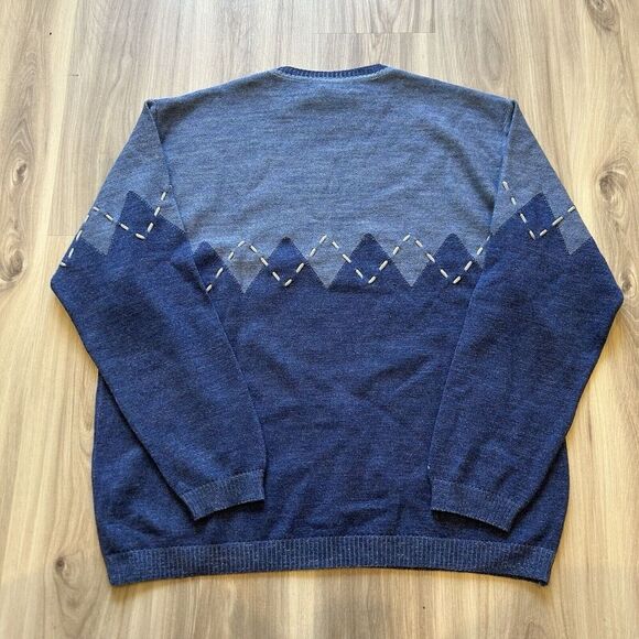 Bugatchi Uomo Blue Crewneck Sweater Size M 100% Pure New Merino Wool Grandpa EUC - Picture 2 of 9